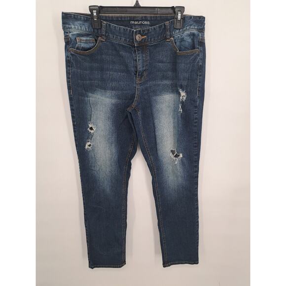 Maurices Women's Dark Wash Distressed Jeans Size 13/14 - Picture 1 of 4